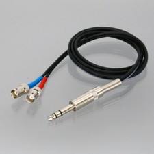 6.35mm stereo 1/4" TRS to /- dual BNC Jack speaker Decoder Y Audio Cable 1 16FT