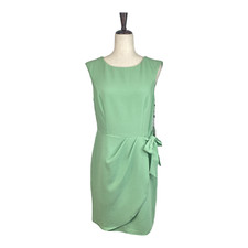 Adrianna Papell Women's Green Cameron Draped Side Tie Dress Size 10