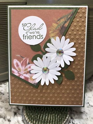 Handmade card ~ FRIENDS Daisy  Stampin Up FREE SHIP ~The Paper Hen Brown