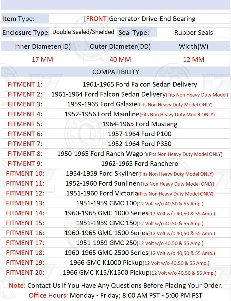 [FRONT(Qty.1)] New Generator Drive End Bearing Unit For 1954-1959 Ford Skyliner - Image 2 of 4