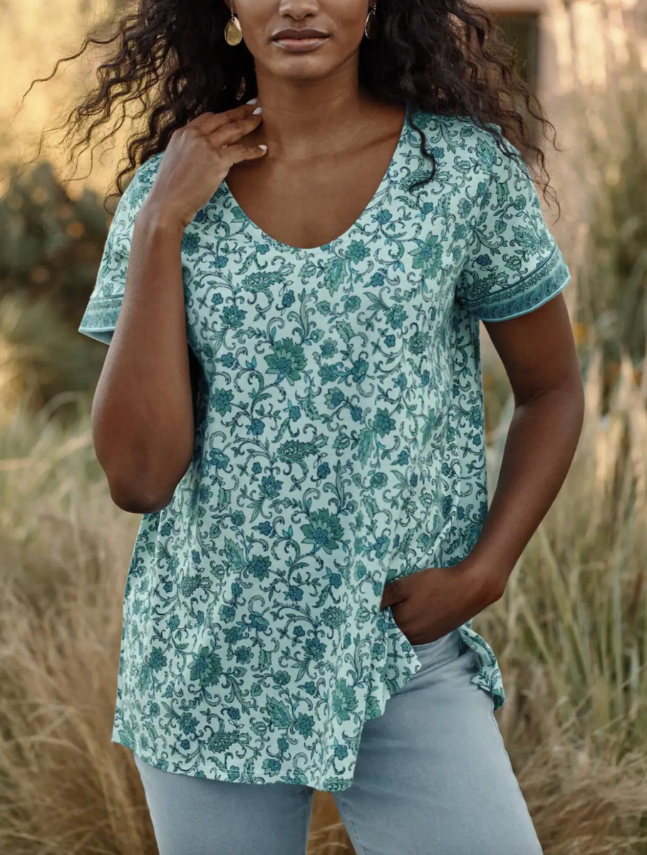 J.Jill ~ XL ~ NEW Pure Jill Side-Slit Elliptical Tee ~ NWT