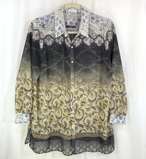 Susan Graver Blouse Semi-Sheer Button Front Collar Long Sleeve Petite XL