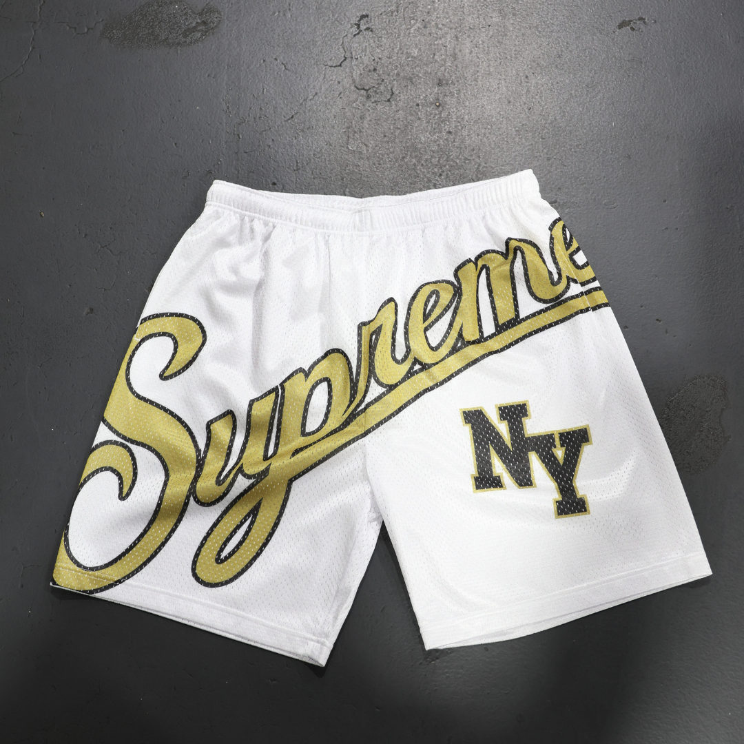 Supreme Big Script Mesh Shorts (White) | eBay