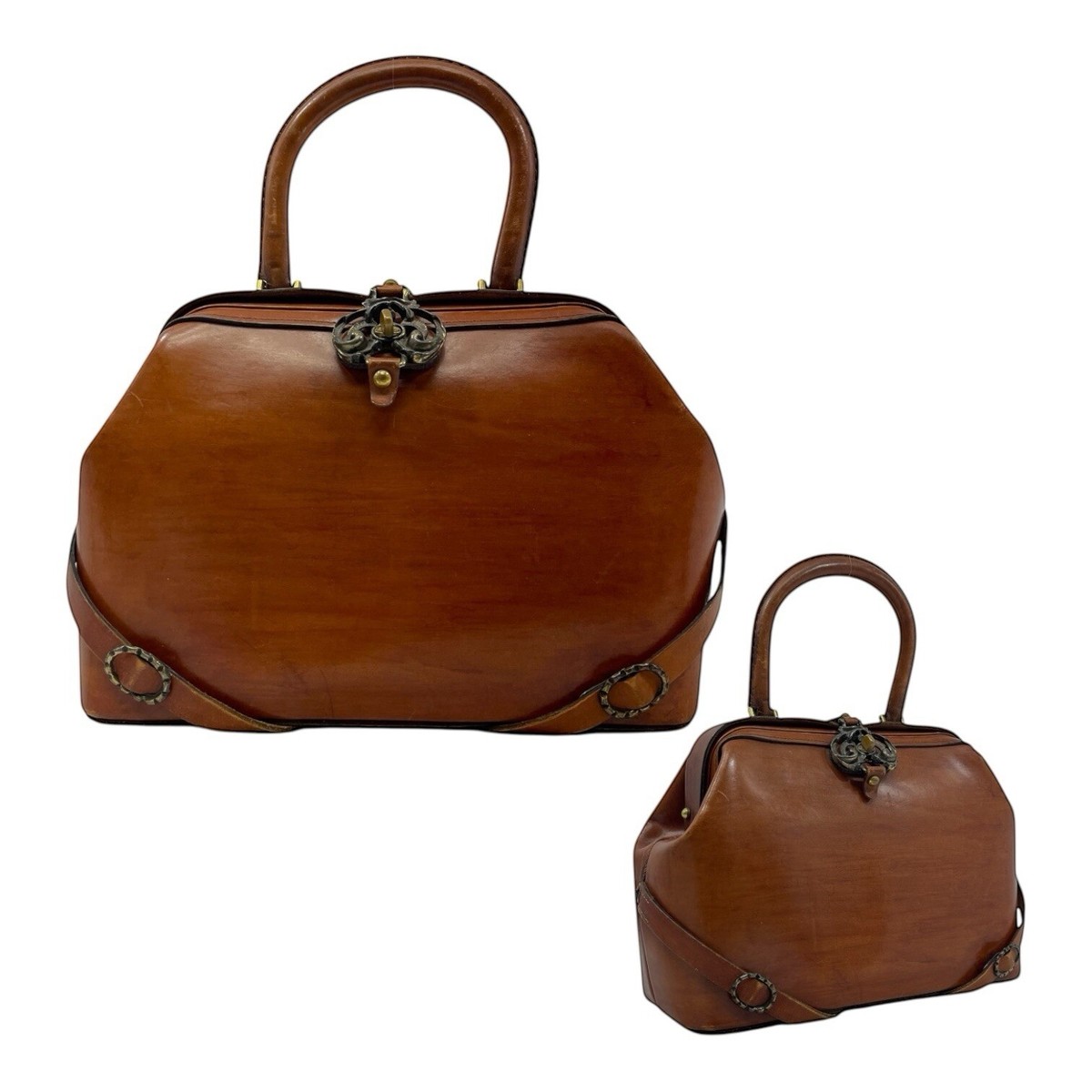 Vintage 60s 70s ZENITH Large Leather Satchel Bag Structured