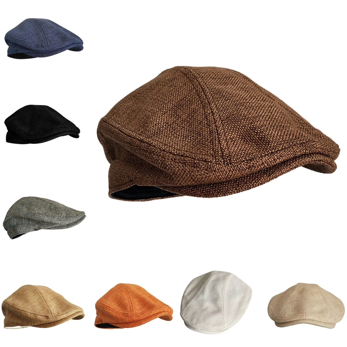 Mens Cotton Linen Gatsby Cap Ivy Hat Golf Driving Spring Flat Cabbie Newsboy
Opens in a new window o