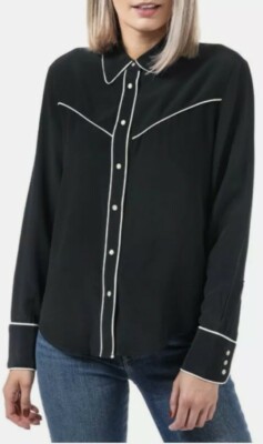 Levi's Women's Silk Shirt Alexandra Western Shirt In Jet Black, Sizs, Small.