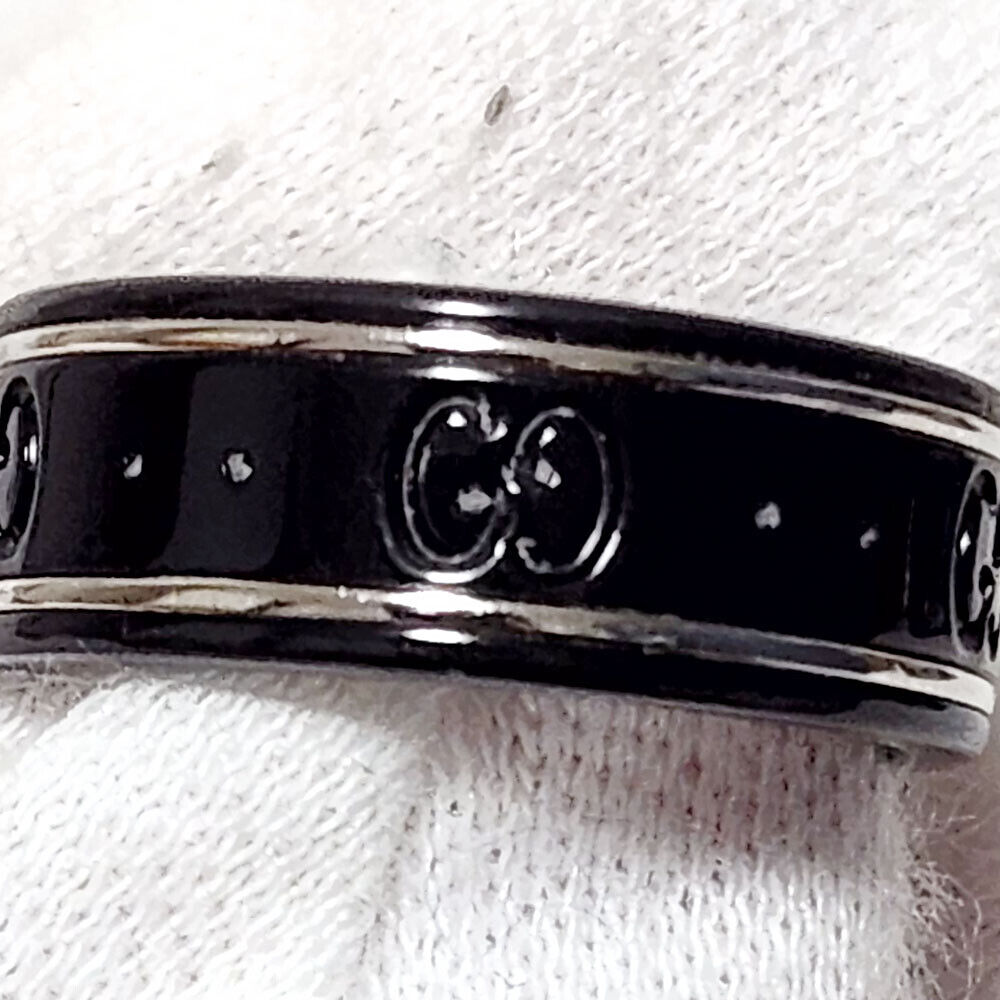 GUCCI Icon Ring 225985 Black Silver 18K White Gold Synthetic GUCCI Icon Ring 225985 Black Silver 18K White Gold Synthetic