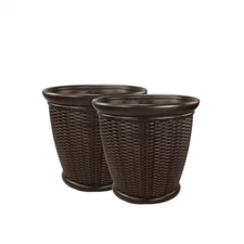 Willow 22 In. round Java Blow Molded Plastic Planter Pack of 2