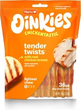 Hartz Oinkies Tender Twists Real Chicken Breast Rawhide-Free Dog Treats 36 Count