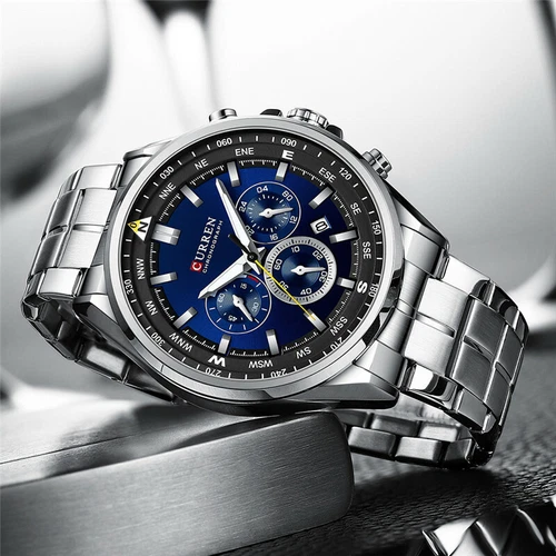 CURREN Fashion Watch Men Chronograph Wristwatch Business Steel Quartz Date Watch - Picture 3 of 28