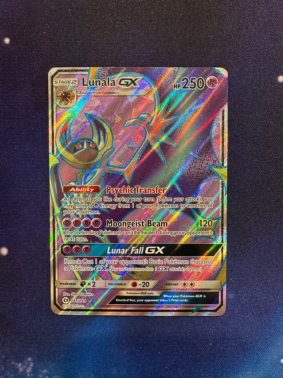 Pokemon Lunala GX Full Art Sun & Moon 141/149 NM
