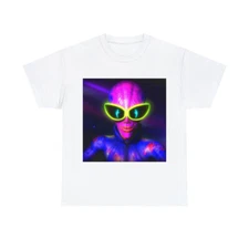 Alien T Shirt Psychedelic Space UFO Hippie Graphic Tee Extraterrestrial Rave