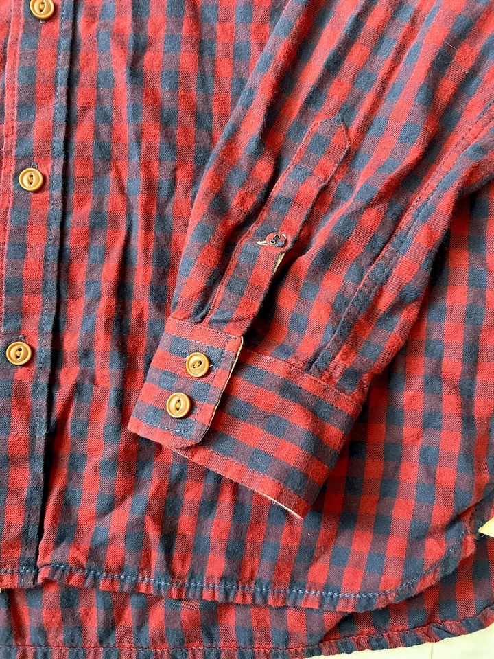 DOS Vans Off The Wall Jóvenes Niños Med LS Cuadros Abotonados Polos Camisa Roja Foto 4 de 4