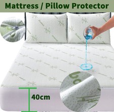BAMBOO 100% WATERPROOF MATRESS / PILLOW MATTRESS PROTECTOR SOFT FITTED BED COVER