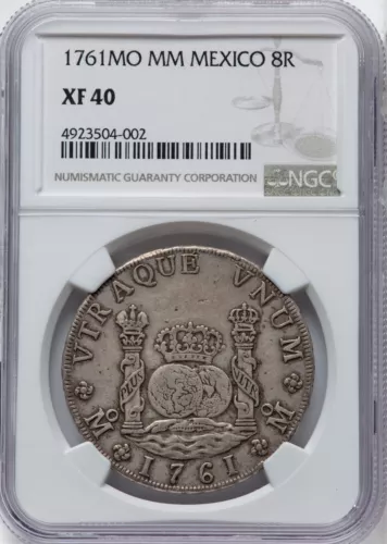 Mexico - 1761 MO MM Carlos III 8 Reales Pillar Dollar - NGC XF40 - ATTRACTIVE