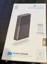 Nimble 18W PD 10,000mAh FAST CHARGING PORTABLE BATTERY BANK - BLACK - NEW