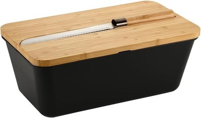 Kesper 58481 | Brotbox mit Messer, Material: Kunststoff, Bambus 34,8 x 20 x 15,5
