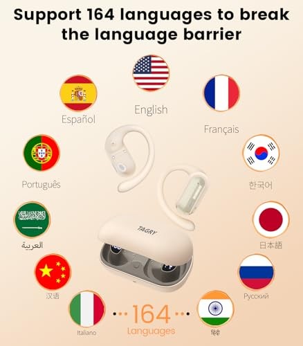 AI Translation Earbuds Real Time 164 Languages Translator Earbuds Beige - Zdjęcie 3 z 8