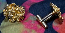 Vintage gold and silver in colour Cuff Links - may be Iron Pyrite? Very old.