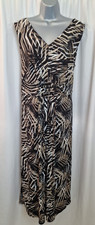 DAVID MANUEL summerSlate Grey Sleevless Dress Geometric Tie Belt UK22 Maxi l3024
