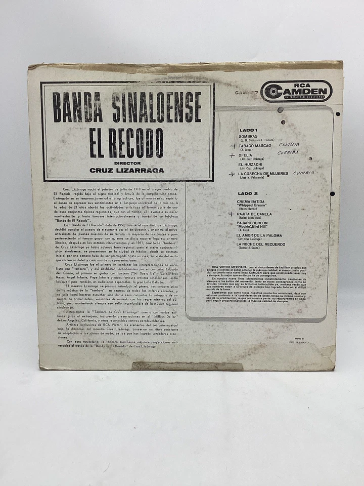 BANDA SINALOENSE “el recodo” (RCA CAMDEN REISSUE VINYL LP MEXICO) VG+/++ - Image 3 of 4