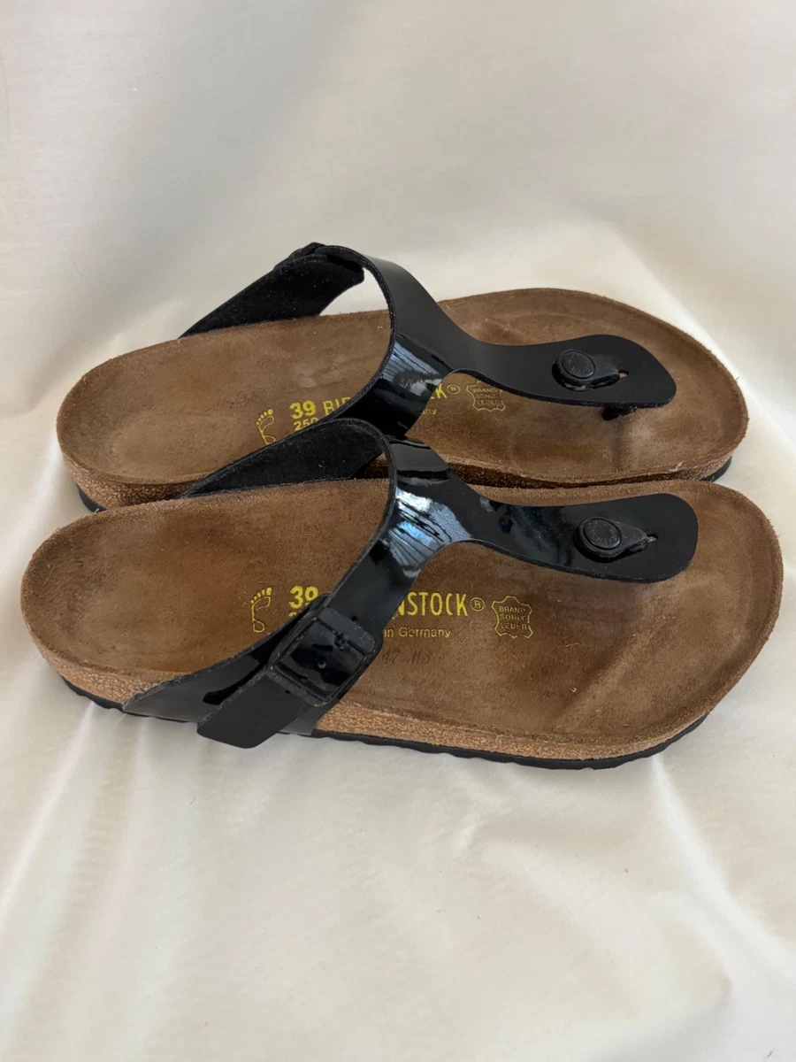 Birkenstock Gizeh ‘Patent Black’ Unisex Sandals- SZ Men 7- Women 9 Birkenstock Gizeh Big Buckle Sandal Black Patent Leather  main image 4