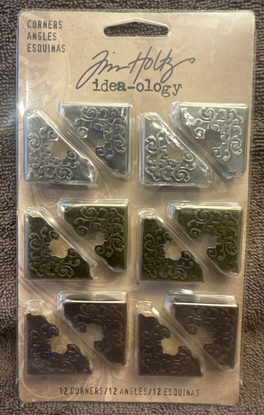 Tim Holtz idea-ology Metal Corner Angle Adornments, Scrapbooking, 12-pack NEW