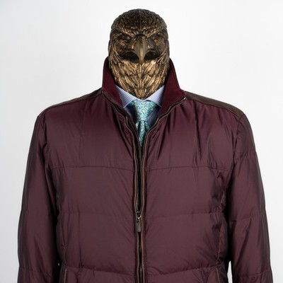 Great $2250 ETRO Leather Details NYLON Down Jacket Burgundy 42US/52IT/ XL