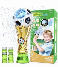 Soccer Bubble Blower Machine with Lights, 2 Refill Bottles, Outdoor Kids Toys