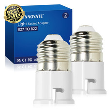 E27 to B22 Adapter,Edison to Bayonet Converter for LED,Incandescent Bulbs,2 Pack