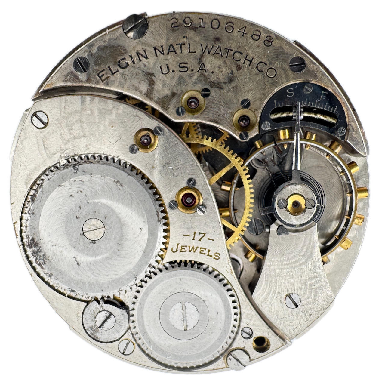 Vintage 12 SIze 1927 Elgin 17 Jewel Mechanical Pocket Watch Movement 345 USA