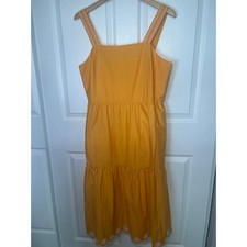 NWT J.Crew Yellow Cotton Eyelet Embroidered Tiered Midi Dress Size 10