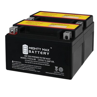 Mighty Max 2 Pack - YTX7A-BS Battery for Star 50cc Moped Scooter