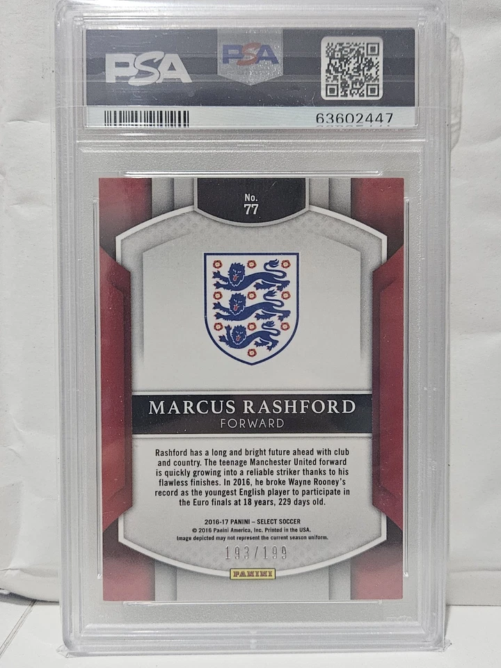 2016-17 Panini Select #77 Marcus Rashford RC Red Prizm Rookie /199 England PSA 9 - Image 2 of 2
