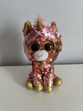 TY Beanie Boos Sunset the Unicorn - Pink Gold 7" - No Tag