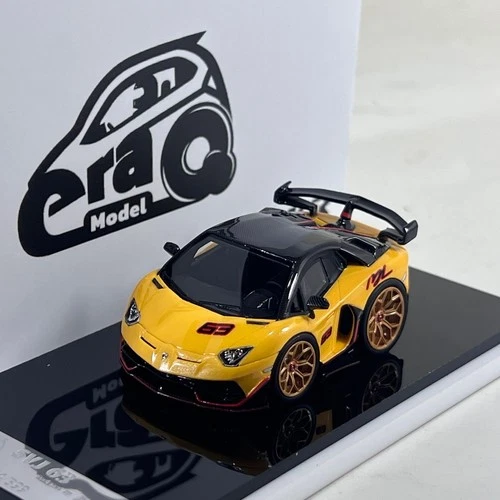 1/64 Era Q Car KR Lamborghini Aventador SVJ Q Car Yellow Ltd 499 pcs