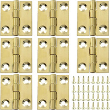 8PCS 1" Mini Brass Butt Hinges Cabinet Box Drawer Craft Hinges with Screws