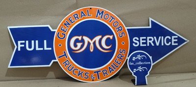 GMC Porcelain Enamel Sign  40 x 16.5 Inches 1 Sided