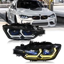 Used Led Headlights For Bmw 3 Series Halogen F30 2013-2016 Head Lamps Drl Pair