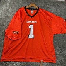 Russell Football Jersey Mens 3XL Orange Excellent OSU Cowboys Number 1 Mesh