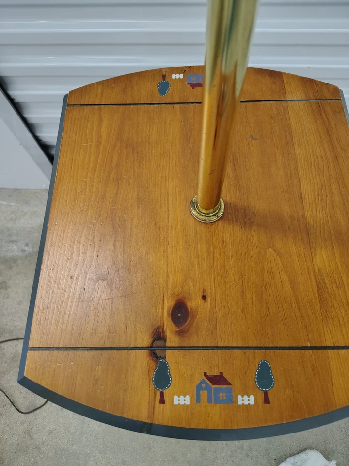 Revista de mesa vintage Cottagecore Country tamaño madera con lámpara adjunta Foto 3 de 4