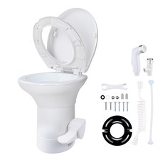 Yescom RV Toilet Gravity Flush Enamel Elongated 20" High w/ Bidet Spray Caravan