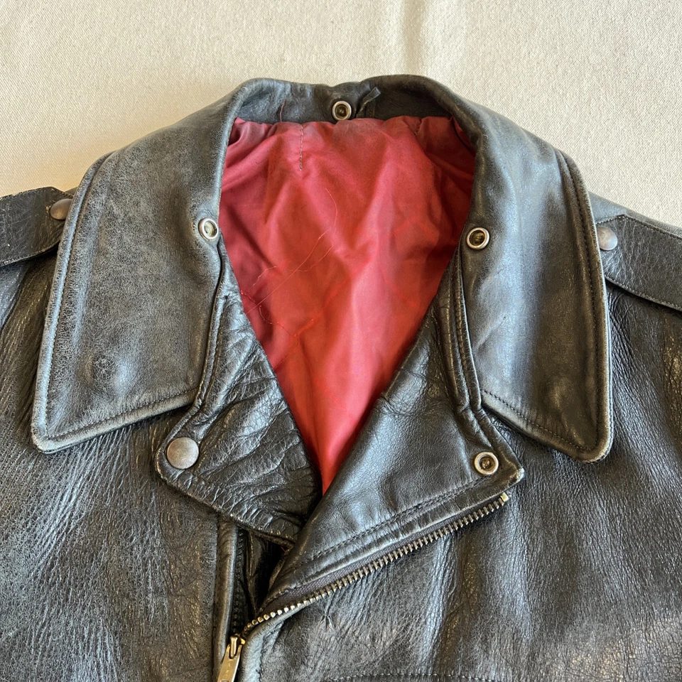 20 世纪 50 年代 20 世纪 60 年代 D 口袋皮革摩托车夹克 — 第 2/4 张图片