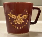 Vintage Pyrex Mug "Federal Eagle" Brown Gold Made in USA Patriotic Lot Of 3