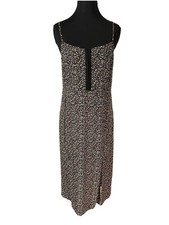 Volcom Floral Midi Dress Juniors S Black Slip Y2K Grunge Slit Hook Front