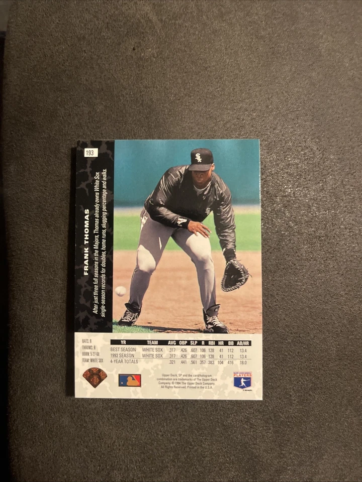 Tarjeta de error 1994 Upper Deck SP ¡Eddie Murray/Frank Thomas AMBOS HOF RARA! Foto 2 de 2