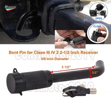Bent Hitch Pin Lock 2 Key 5/8" Truck Trailer for 2" 2-1/2 Towing Receiver Black 