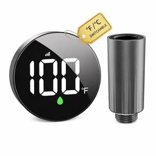 Hydro Powered Shower Thermometer IPX7 Waterproof Temp Monitor C/ F Switch