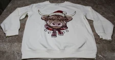Freeze Sweatshirt Womens Medium Cow Christmas Santa Hat Scarf Pullover Cute