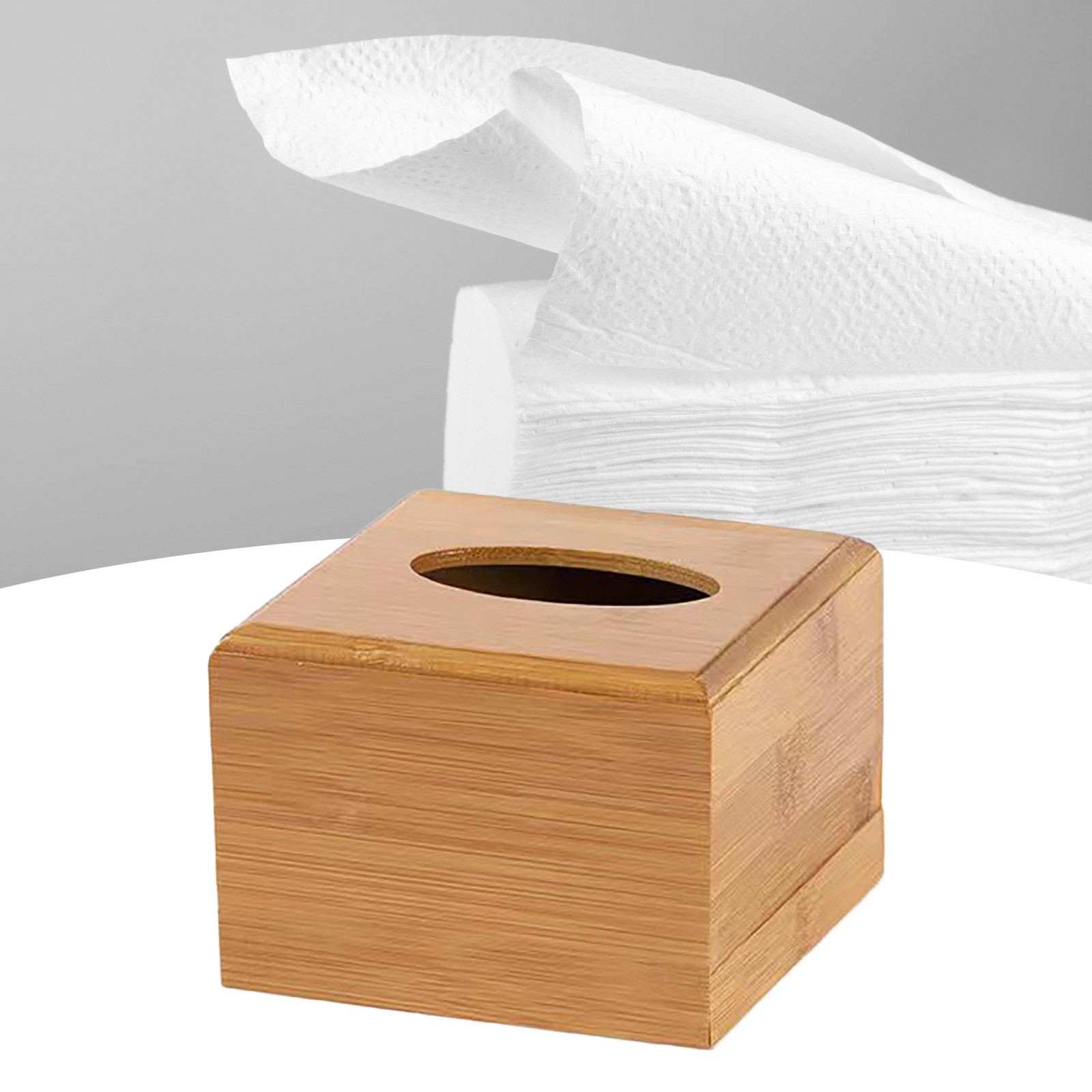 Bamboo Tissue Box Holder Square Tissue Box Cover For Home Restaurant Hotel